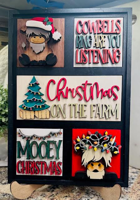 Interchangeable Leaning Frame Insert Highland Cow (Christmas On The Farm) - STV