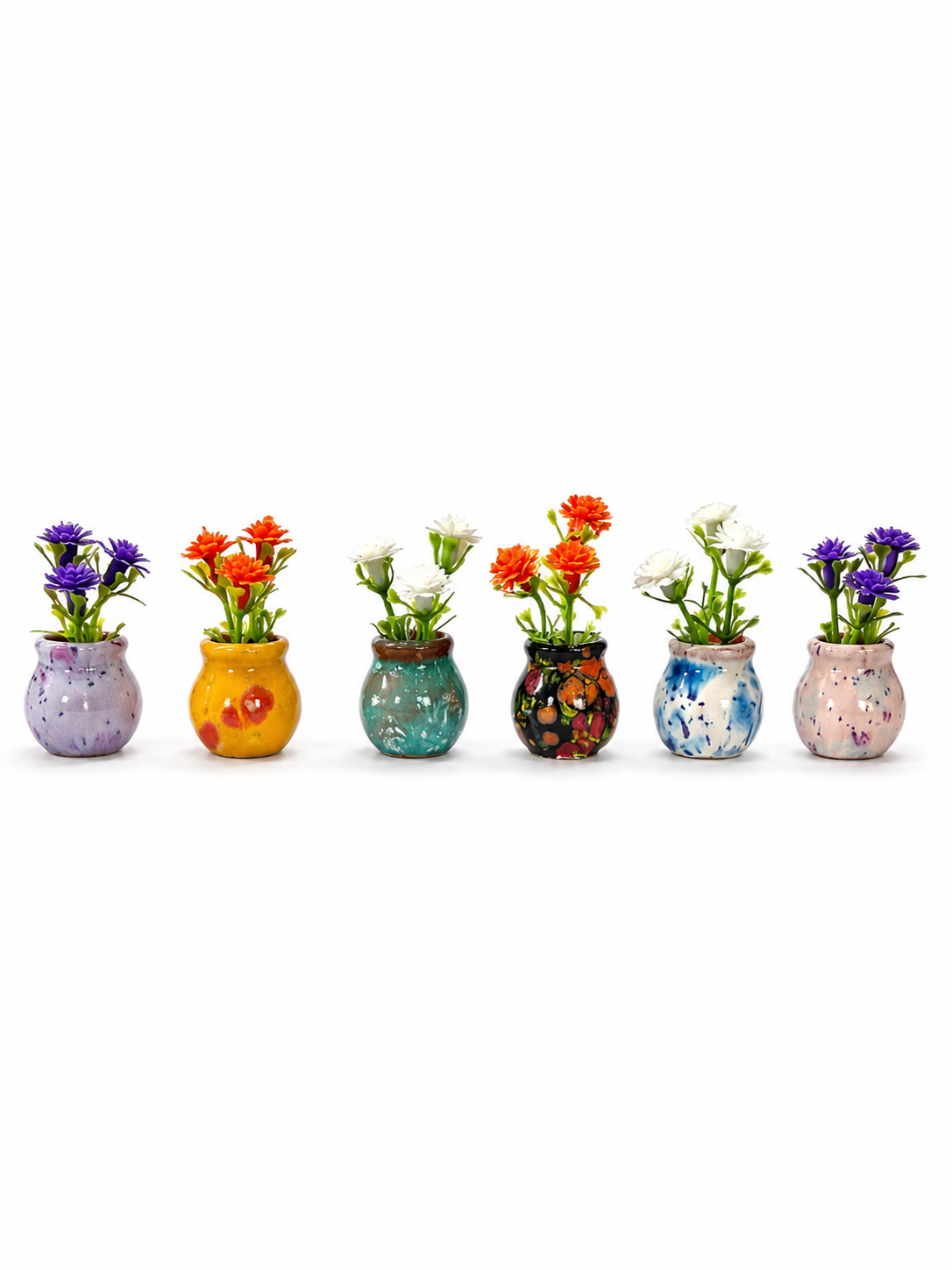 Tiny Glazed Flower Pot - Magnets