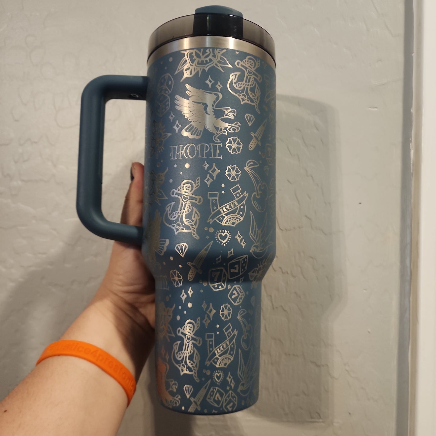 40 OZ Engraved Stanley the tattoo cup