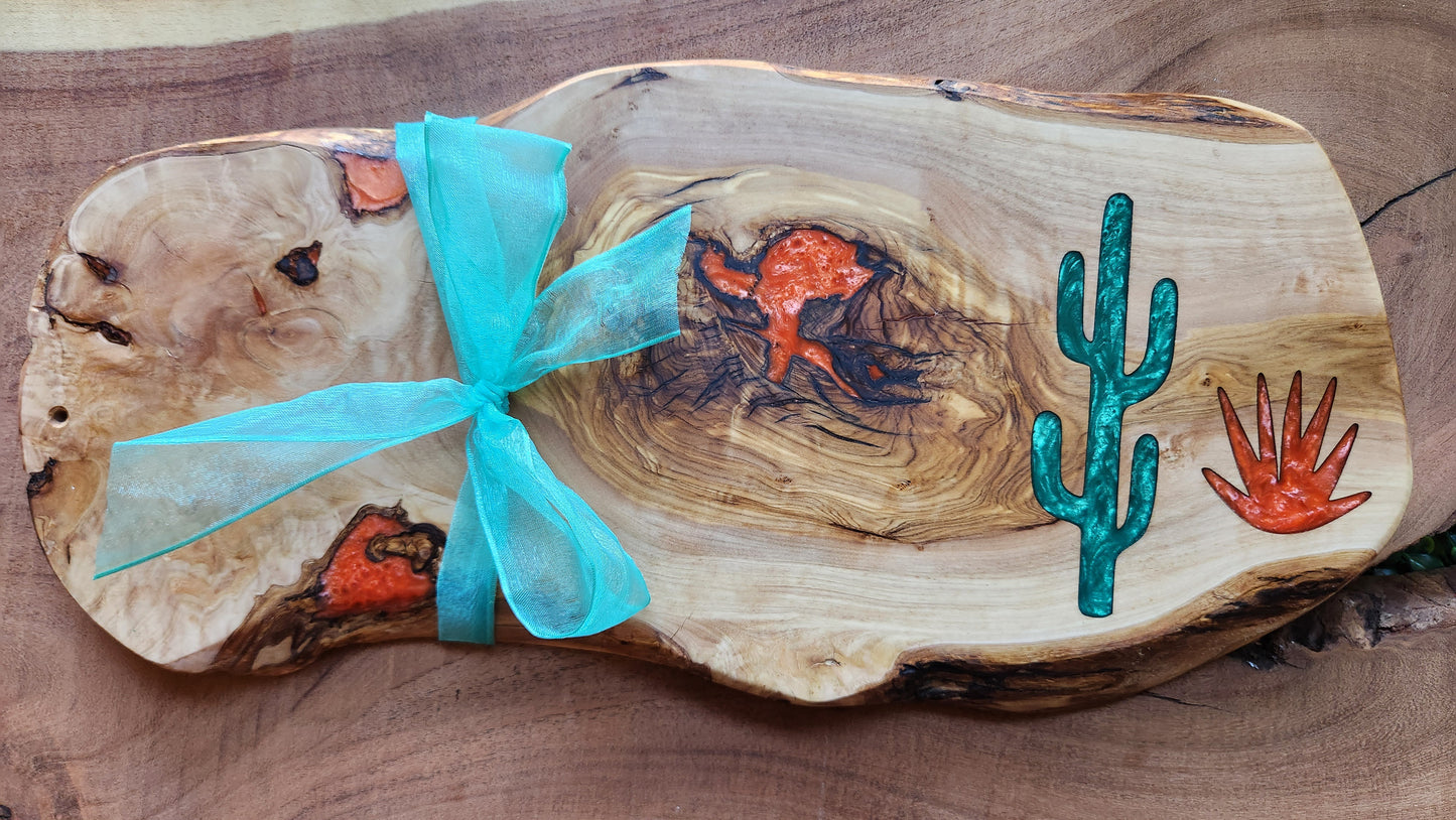 Large Live Edge Olive Board - Resin Inlay - The Laser Canvas