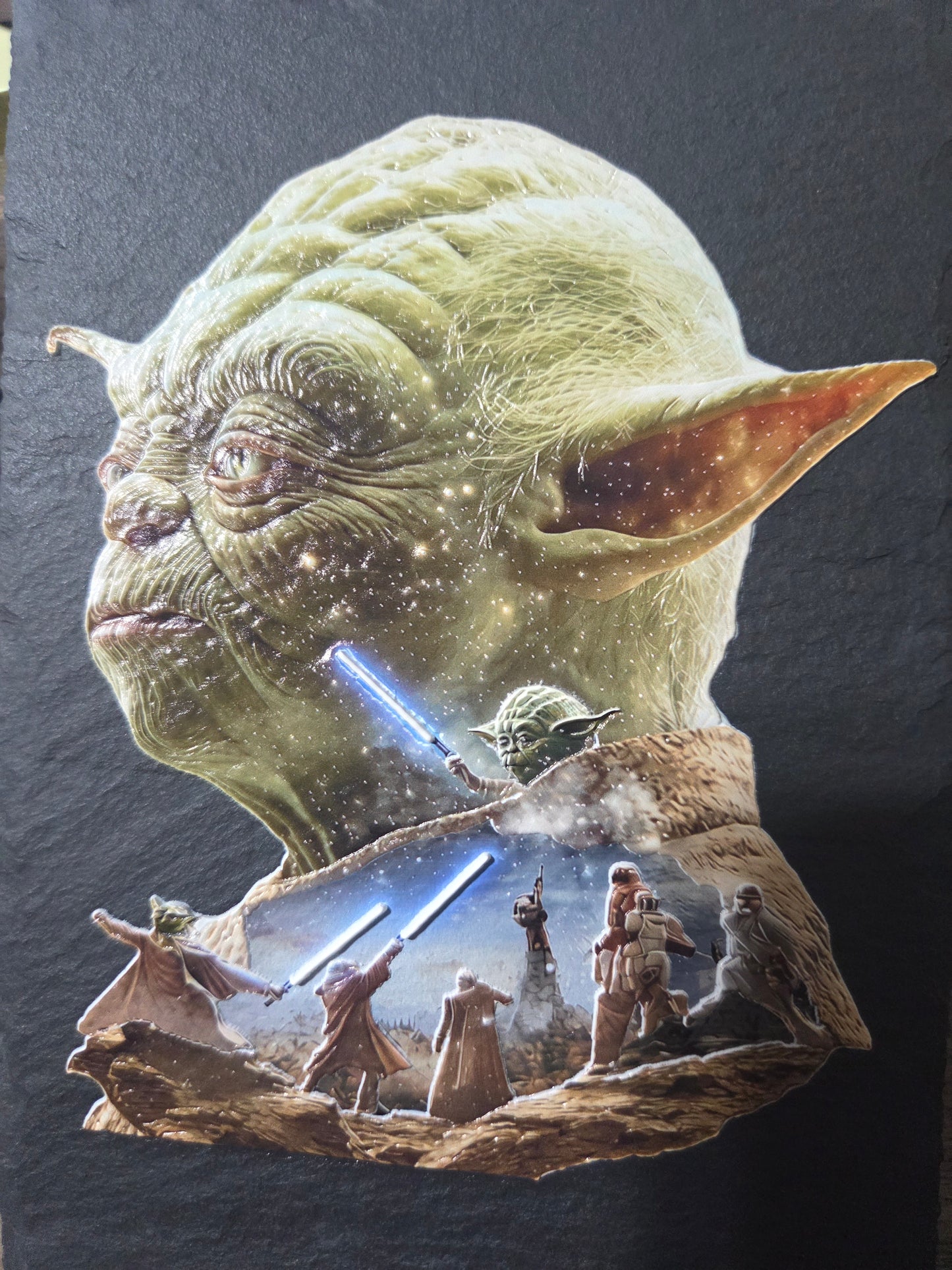 Yoda 5 x 7 black slate- We customize crafts