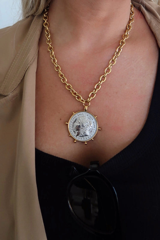2 tone coin necklace - blingy blonde