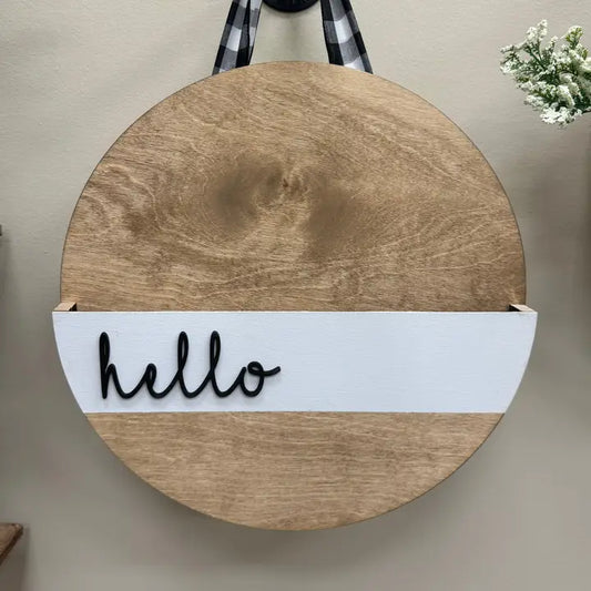 Rustic "Hello" Interchangeable Door Hanger - CHD Location