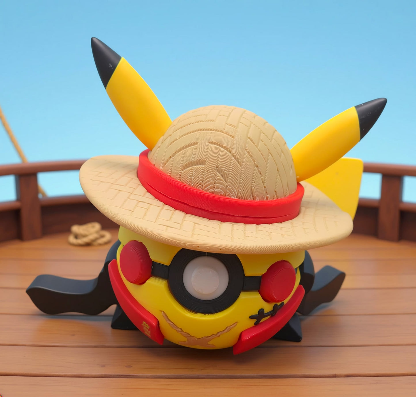 Pikachu Monkey D. Luffy Poké Ball –craftsbylemieux