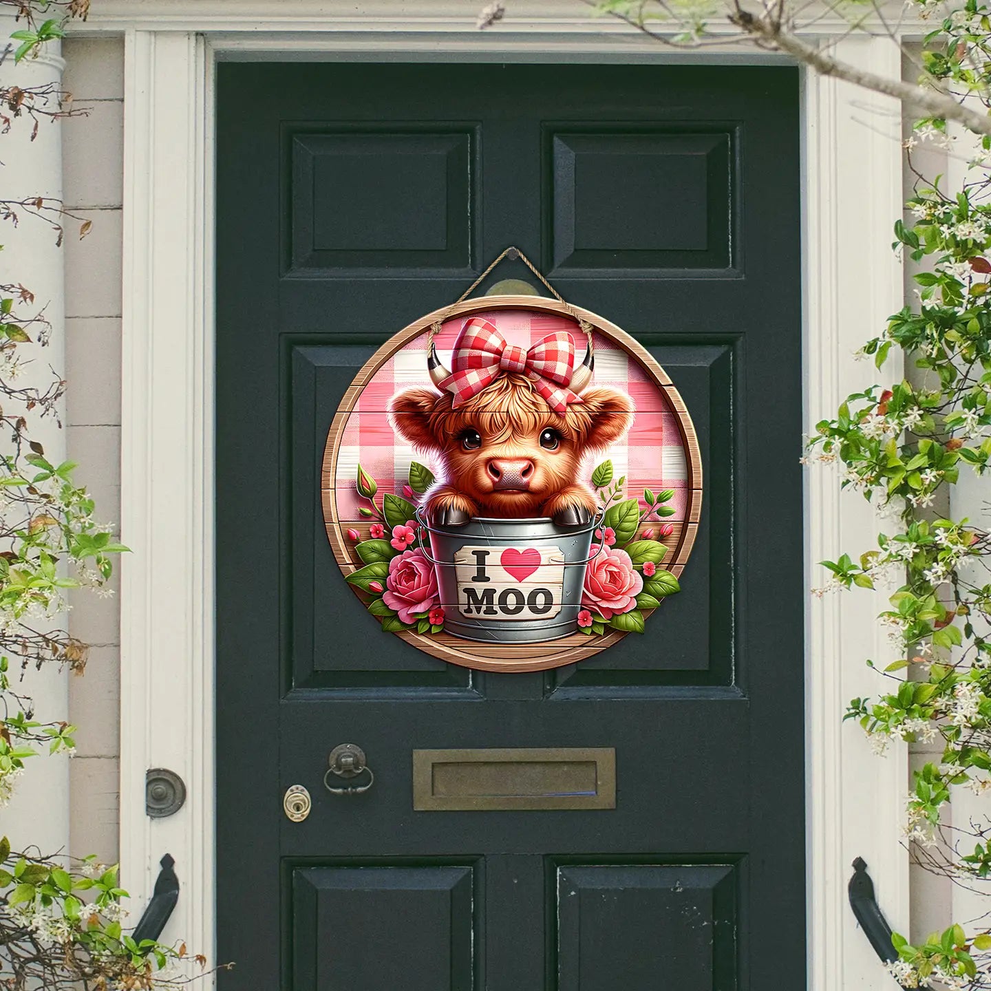 I Love Moo Vibrant Uv Printed Wood Door Hanger - STV