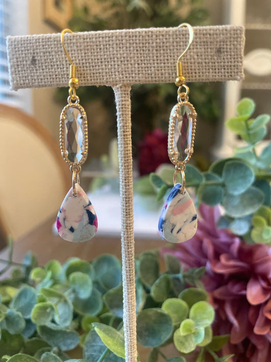 Pink & Navy Marbled Earrings - Mimi Co Handmade Jewelry
