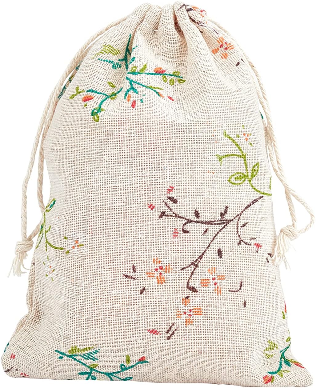 Burlap Floral Drawstring Gift Bag - STV