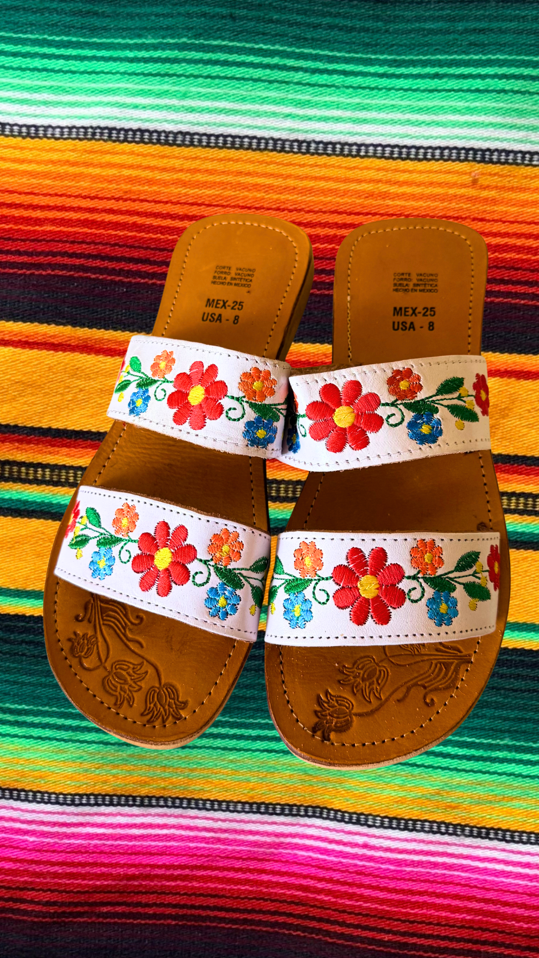Embroidered Leather Slide Sandals - Casa Coco