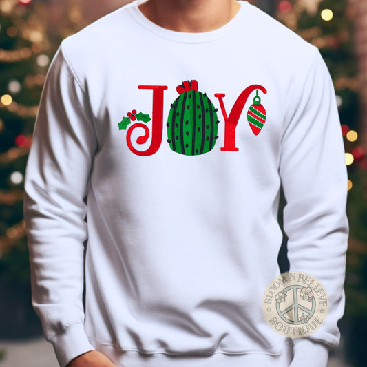 "Cactus Joy" Christmas Holiday Embroidered Unisex Shirt - Bloom-N-Believe Boutique