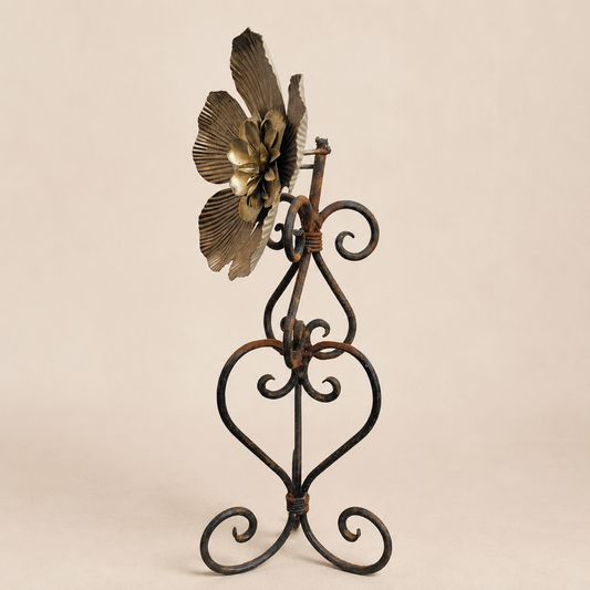 Golden Fluted Bloom – Reclaimed Metal Sculpture