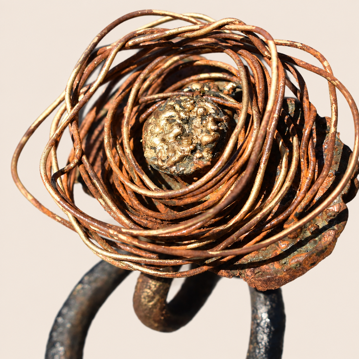 Woven Wire Nest Bloom – Reclaimed Metal Flower
