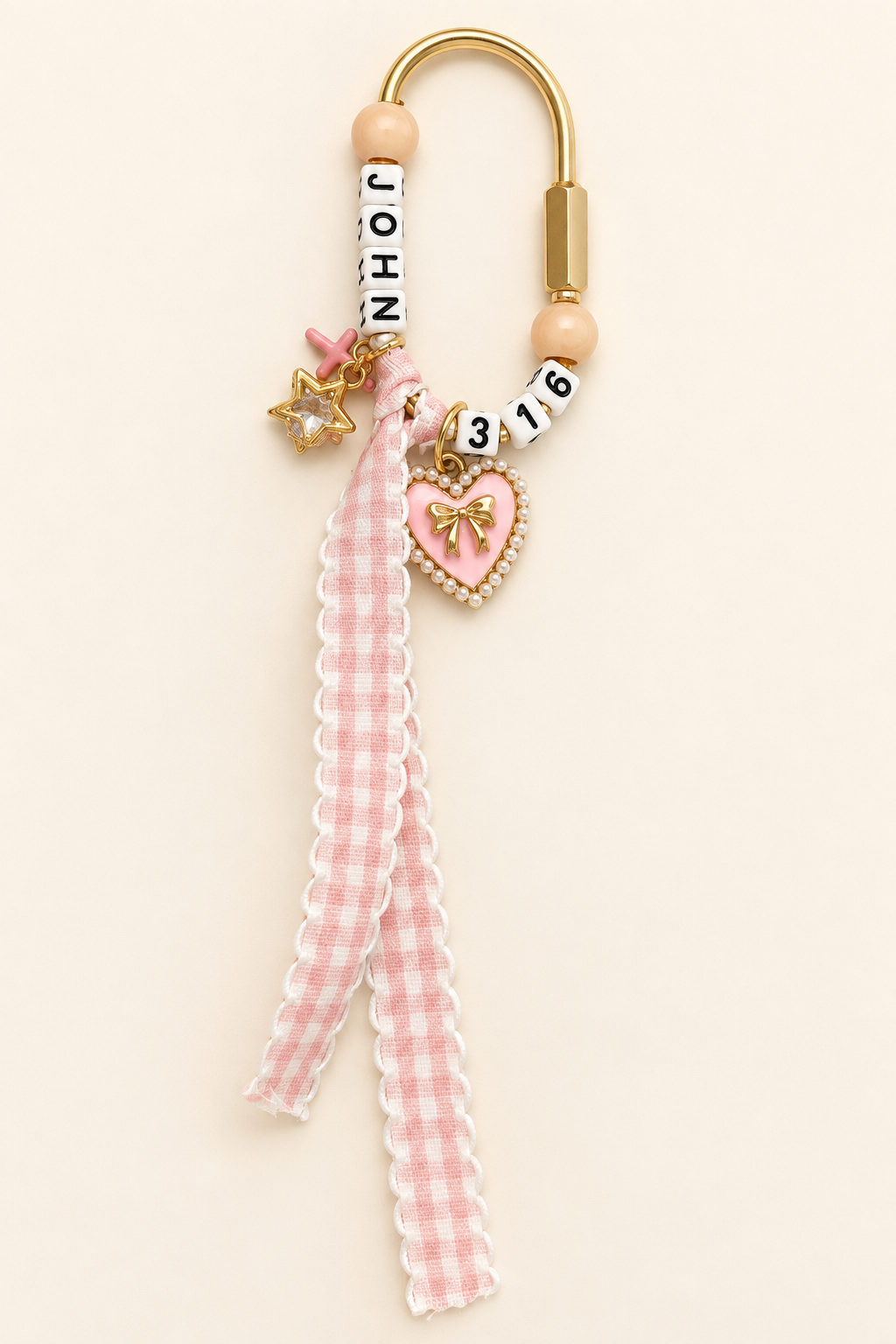 John 3:16 Christian Pink Bag Charm Keychain - The Charm Edits