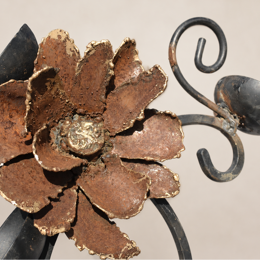 Magnolia Sconce Bloom – Reclaimed Metal Sculpture