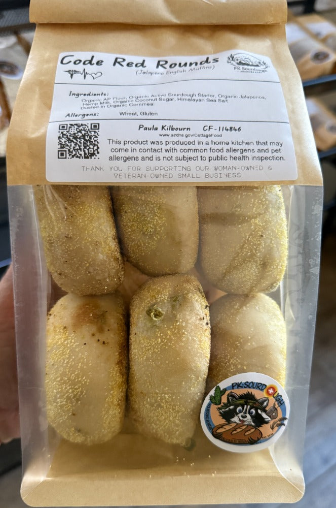 Code Red Rounds (Sourdough Jalapeno English Muffins)- PK Sourdough