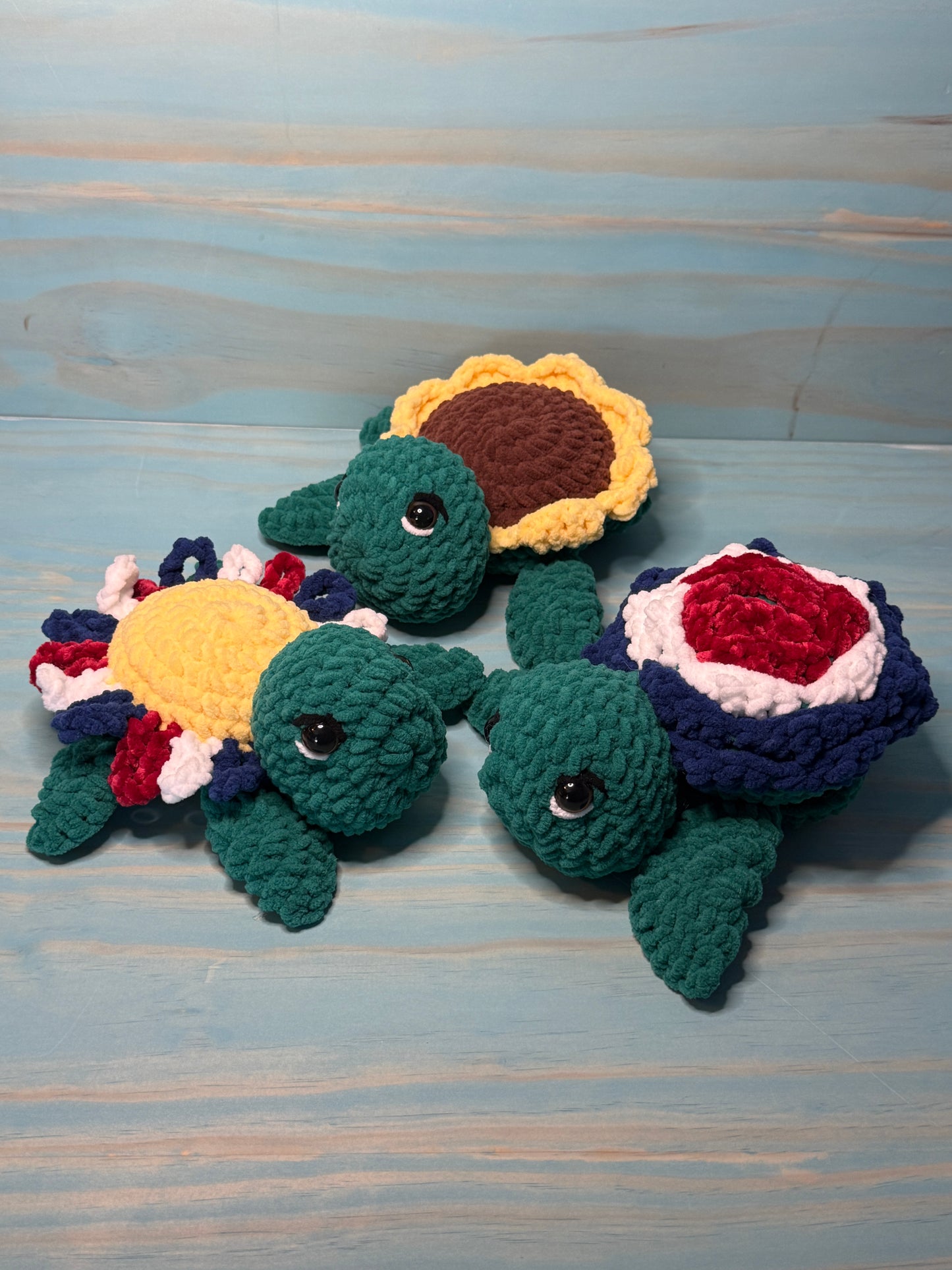 Sunflower Sea Turtle Plushie CHD - Cuddly Cacti Creations
