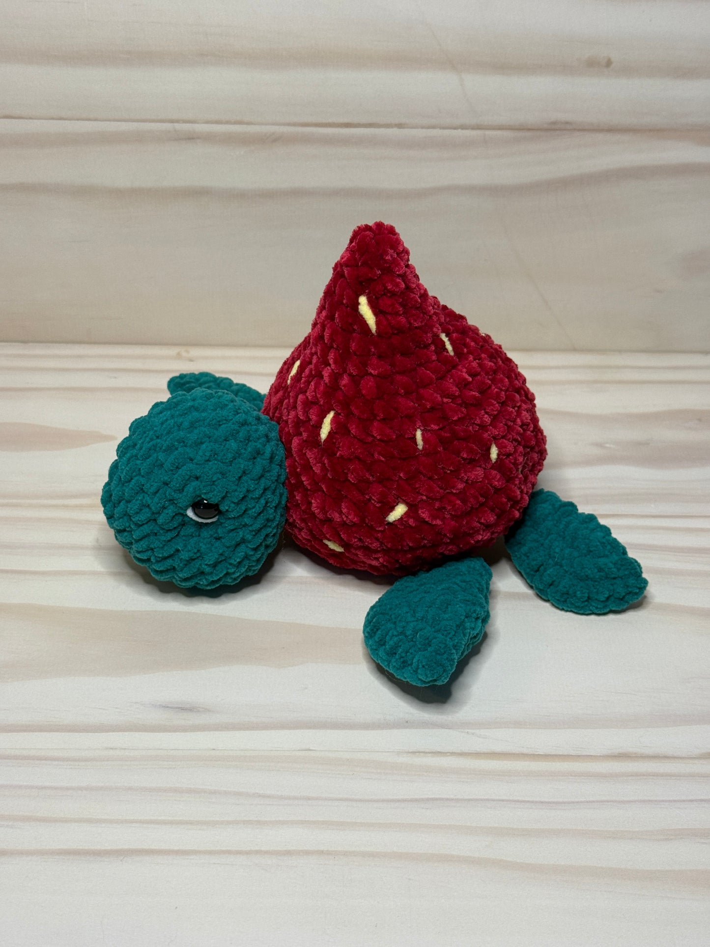 Strawberry Sea Turtle Plushie STV - Cuddly Cacti Creations