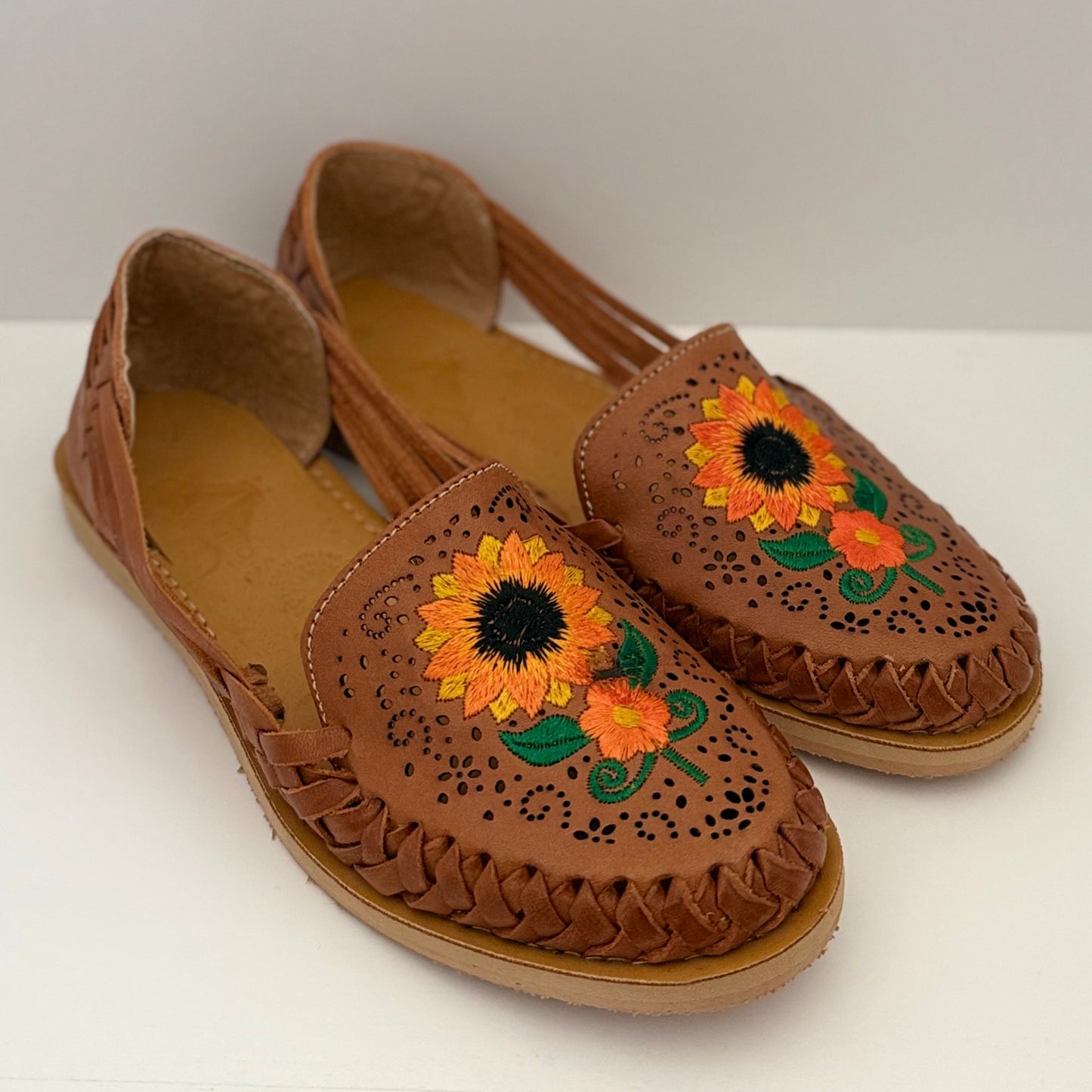Sunflower Embroided Huarache Flats - Casa Coco