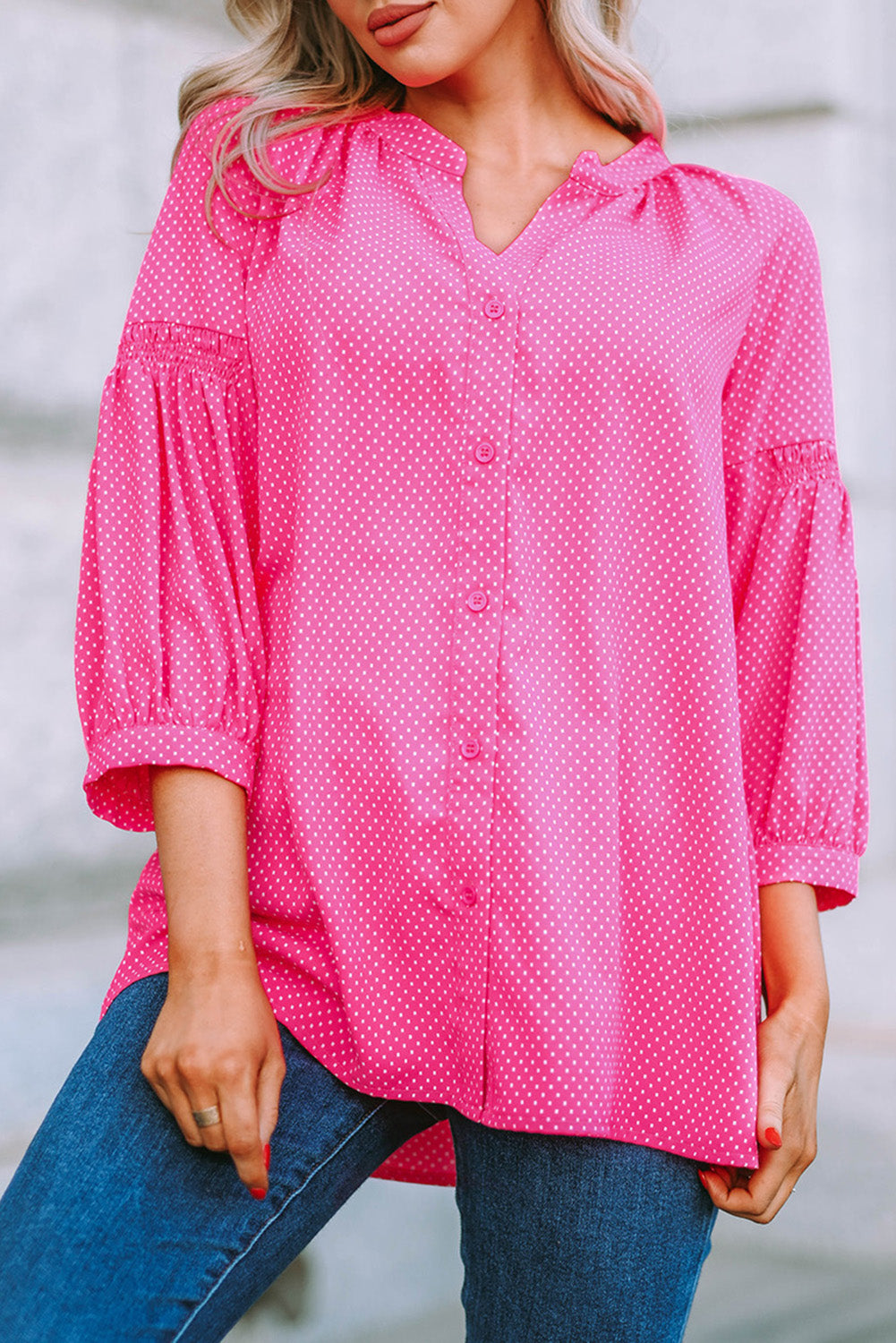 Dotted Print Loose Shirt | JB Boutique