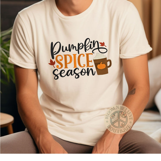 Pumpkin Spice Season Embroidered Unisex Shirt - Bloom-N-Believe Boutique