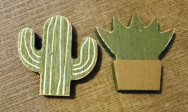 Letterboard Wood Shaped Cactus Tiles - STV