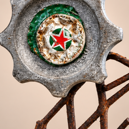 Stellar Industrial Bloom reclaimed gear flower sculpture, alternate view