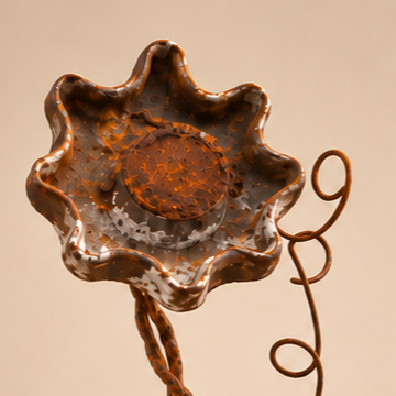 Twin Industrial Bouquet reclaimed metal flower sculpture, alternate view