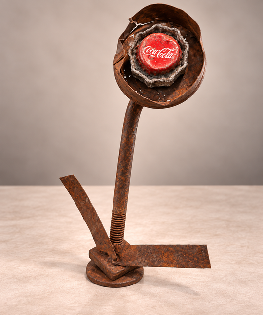 Vintage Americana Bloom reclaimed metal sculpture, alternate view