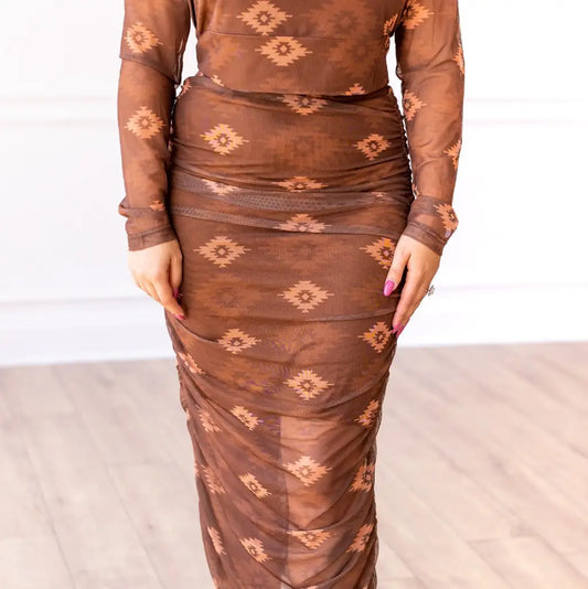 brown aztec skirt - blingy blonde