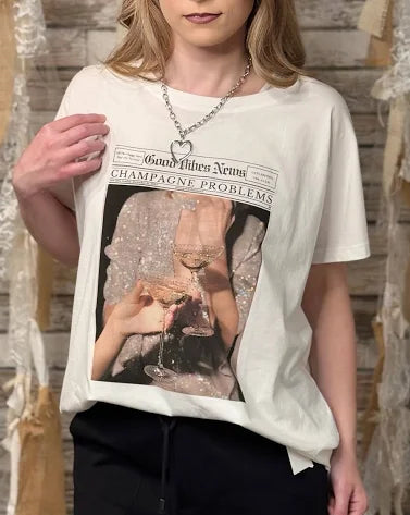 champagne problems tee - Blingy Blonde