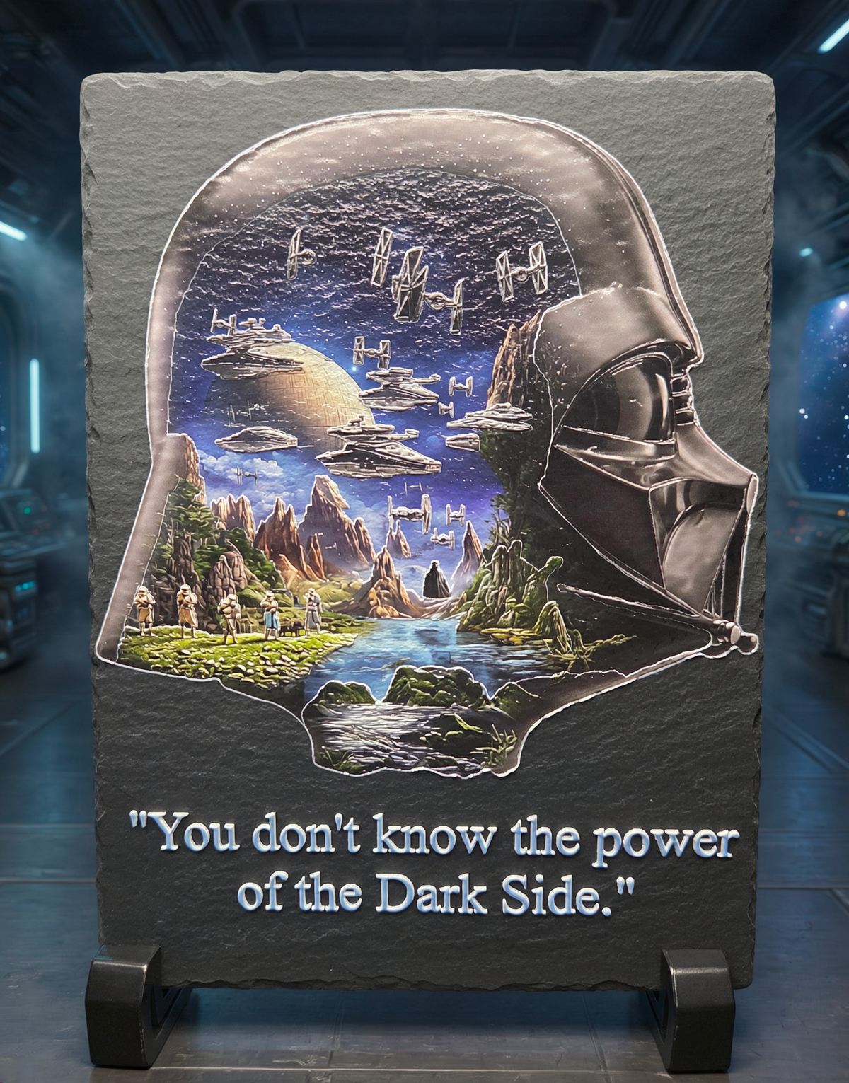 Dark Side Galactic Battle 5 x 7 black slate- We customize crafts
