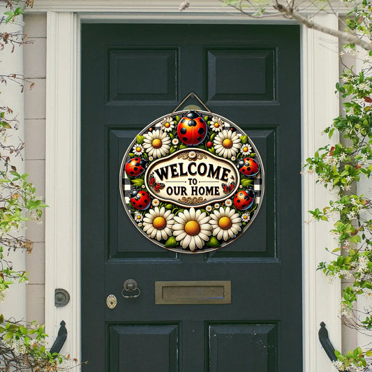 Ladybug Vibrant Uv Printed Wood Door Hanger - STV