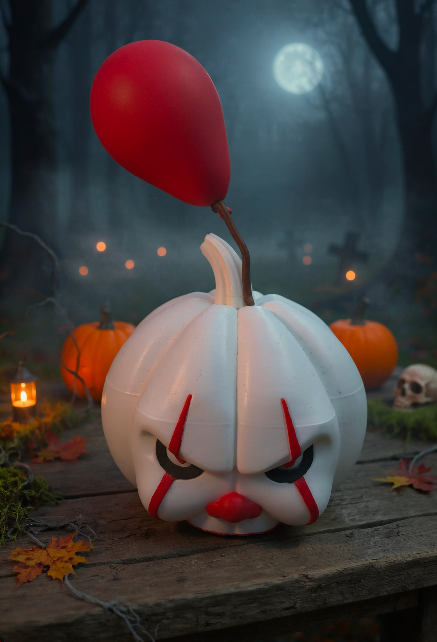 Pennywise Inspired Pumpkin 3D Printed Statue - We Customize Crafts