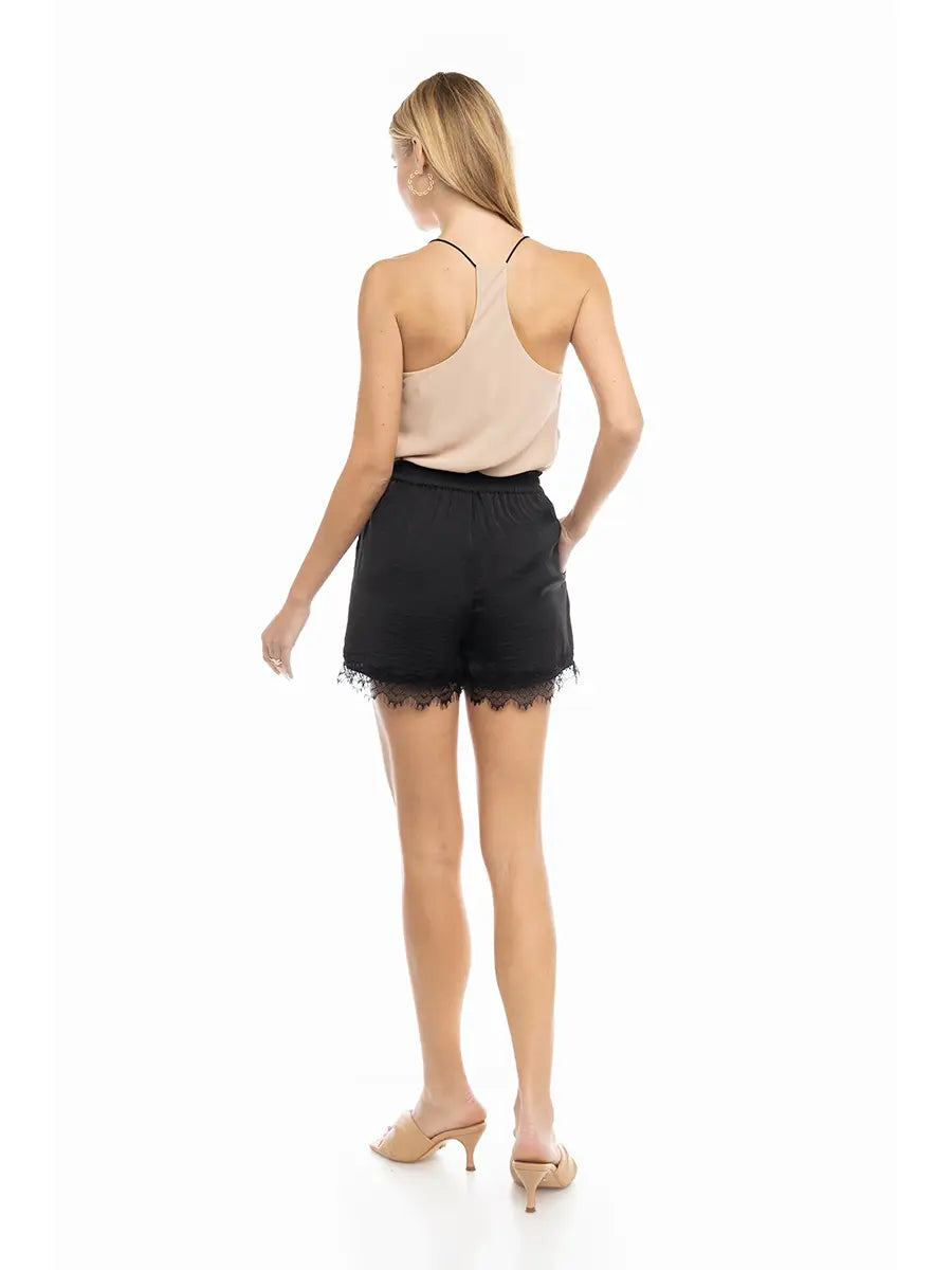 black lace trim shorts - blingy blonde