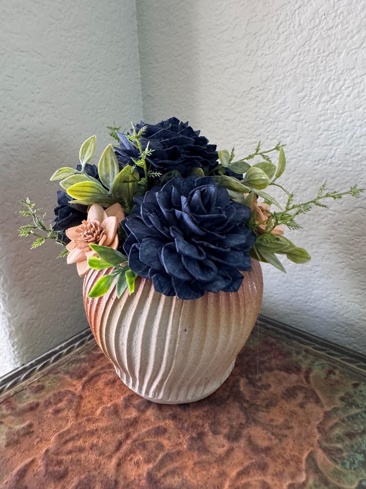 $48 - STV - Navy Flowers - LUNA WOOD FLOWERS