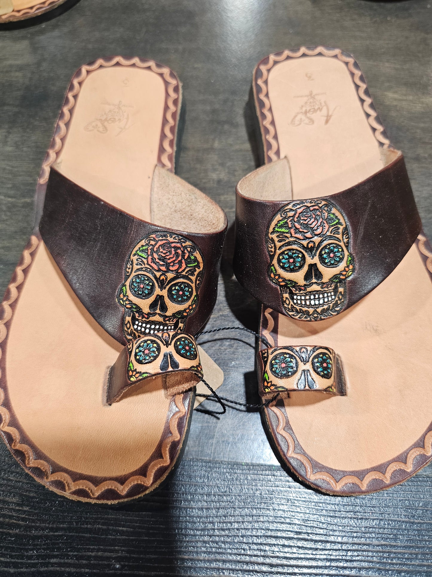 Huaraches Chancla Sugar Skull Leather @amorfashionshop