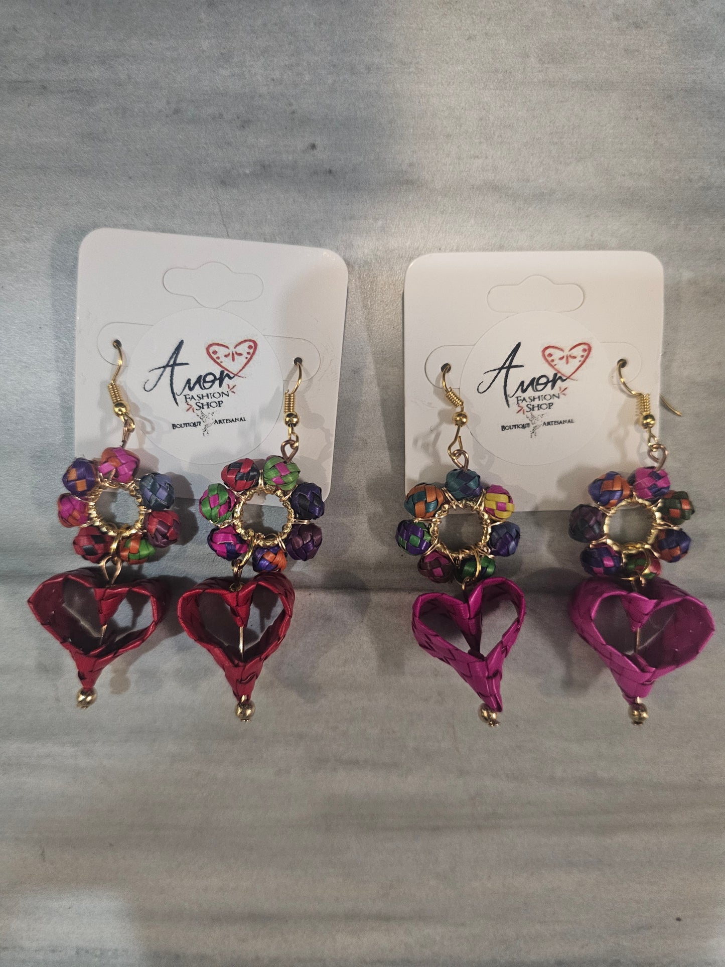 Earring Palm Corazon Tejido @amorfashionshop