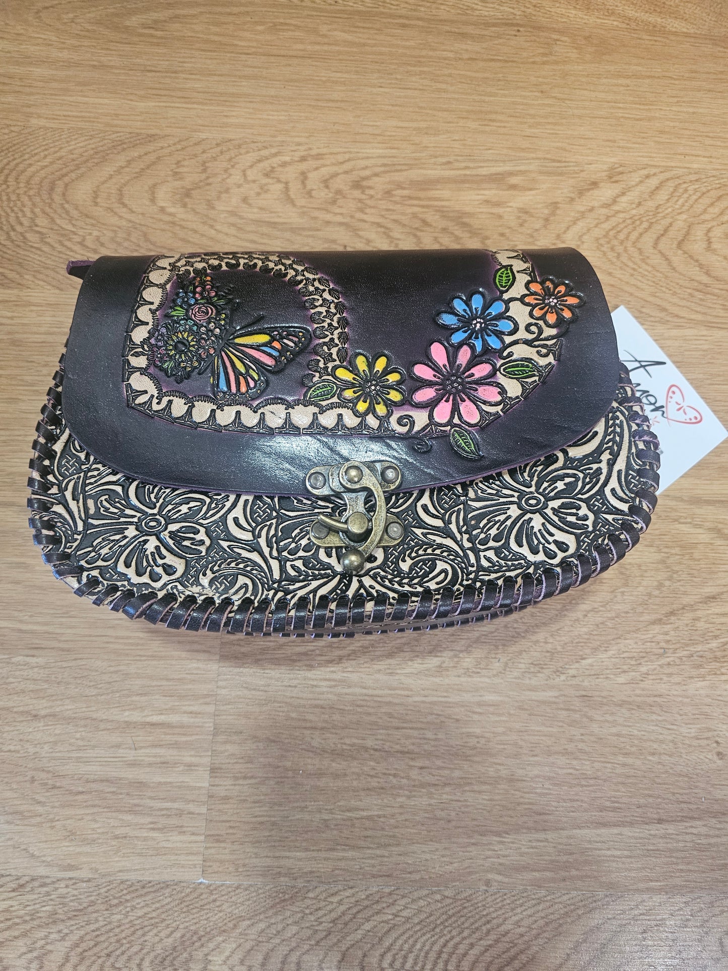 Bag - Leather Hand Painted (Elegante) Broche @amorfashionshop