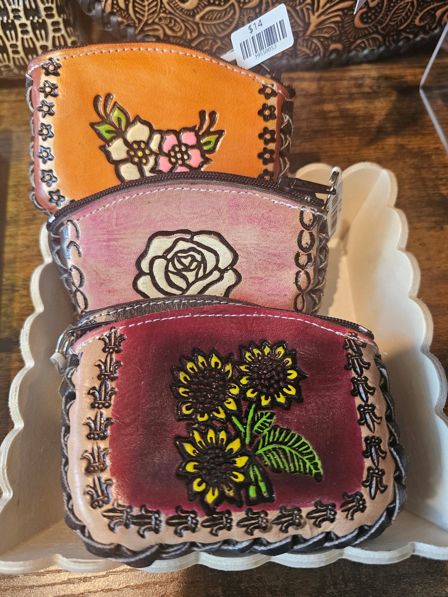 Monedero Small - Leather Coin Pouch Key Chain Hand Painted @amorfashionshop.com