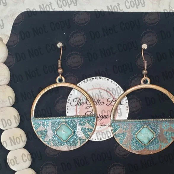 Bronze and Blue Brushed Earrings - GBD