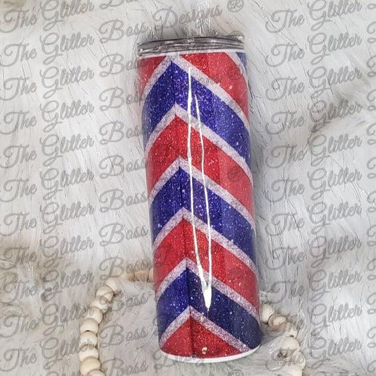USA All The Way! - 20 oz Skinny - Glitter Boss