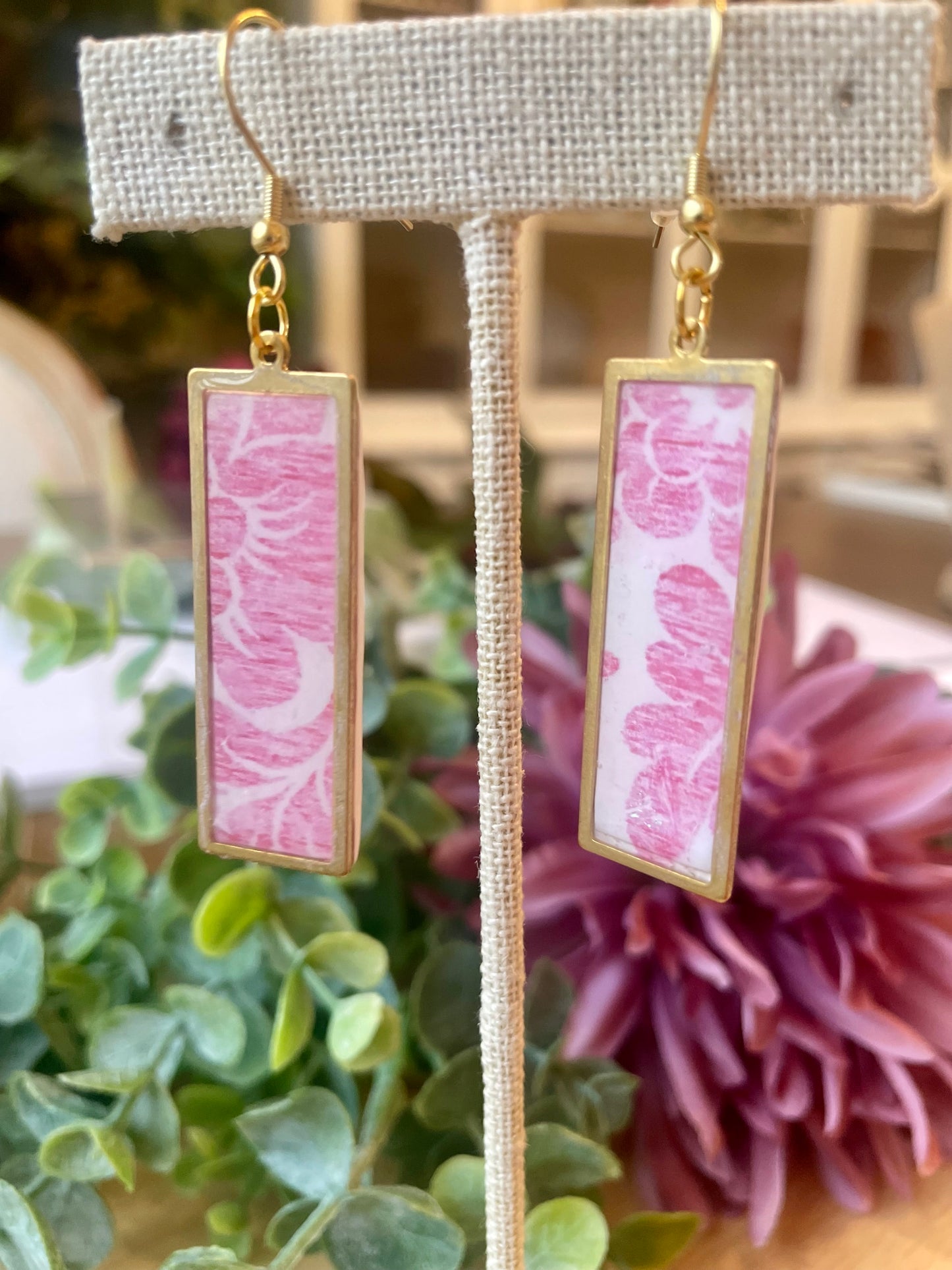Pink Chinoiserie Earrings - Mimi Co Handmade Jewelry