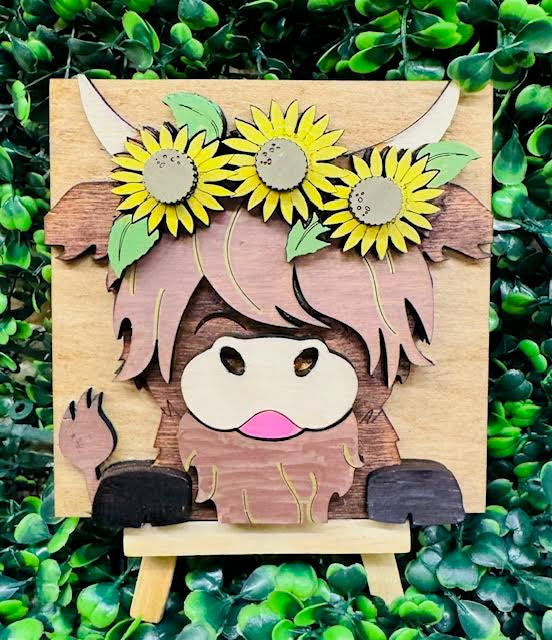 Shelf Sitter/Tray Decor (HIGHLAND COW) - CHD