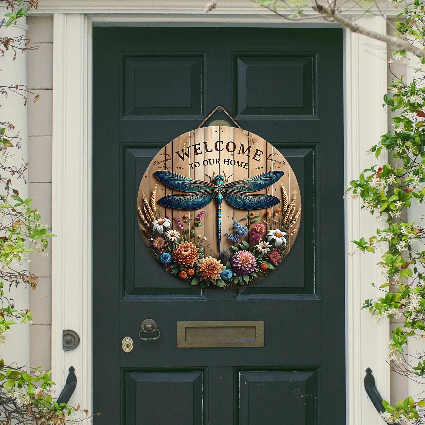 Dragonfly Vibrant UV Printed Wood Door Hanger - STV