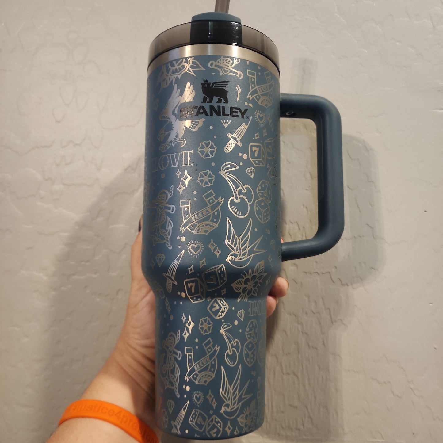 40 OZ Engraved Stanley the tattoo cup