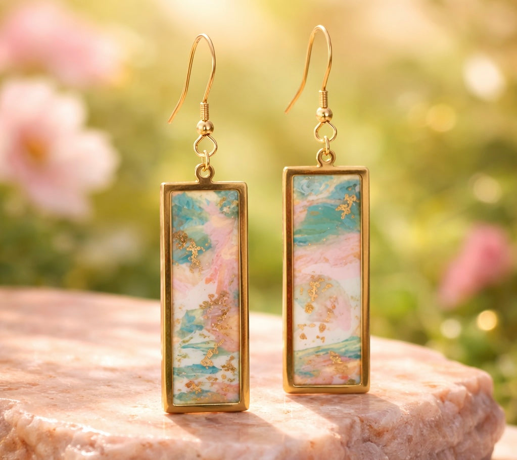 Spring Marbled Polymer Clay Earrings - Mimi Co Handmade Jewelry