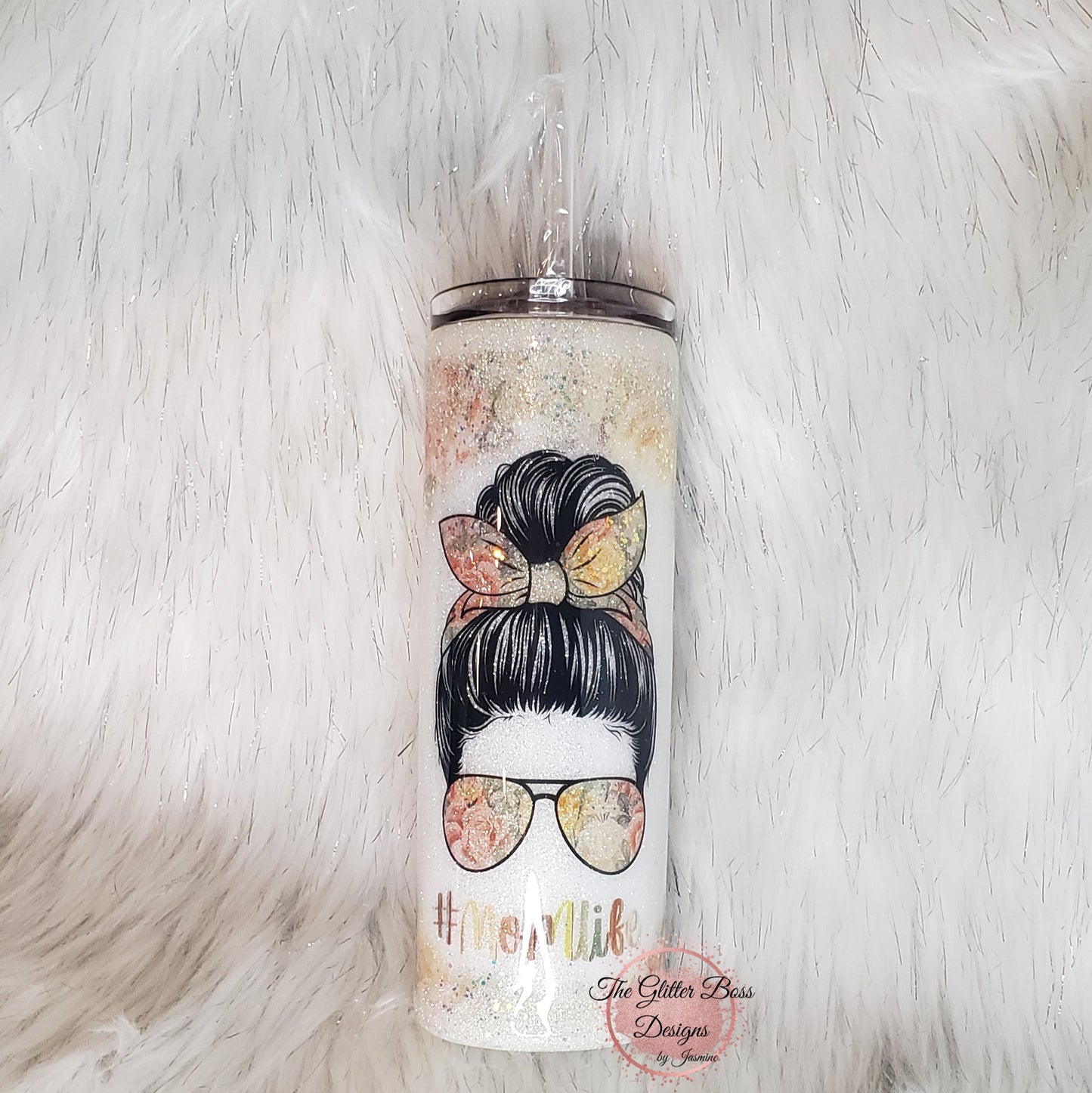 Messy Hair #momlife - 20 oz Skinny - Glitter Boss