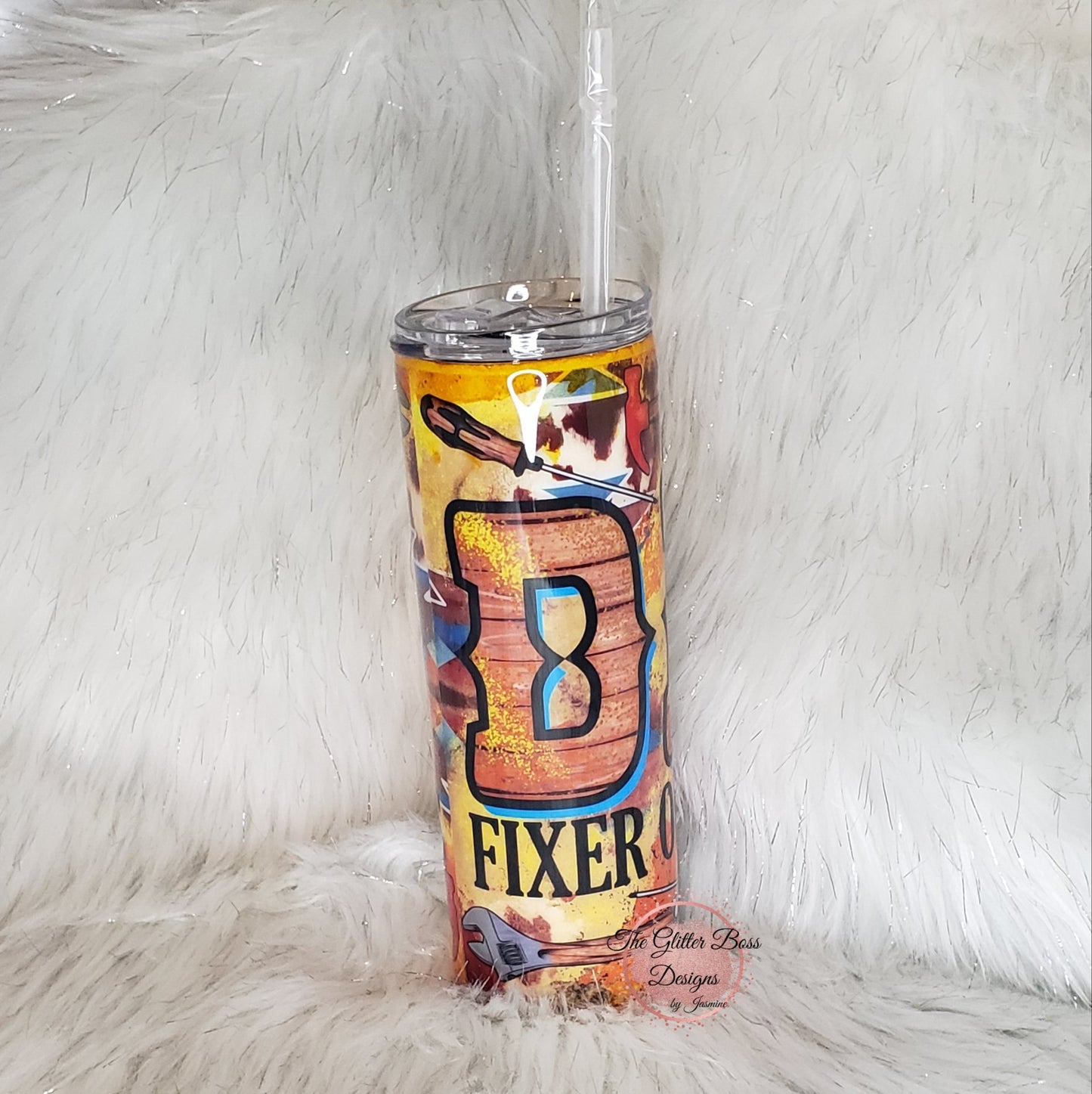 Dad, Fixer of All Things  - 20 oz Skinny - Glitter Boss