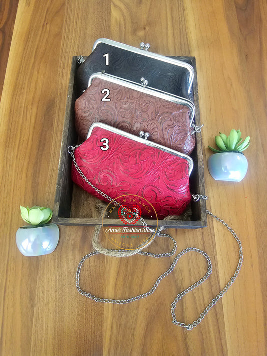 Vintage Leather Coin Clutch Snap Closure @amorfashionshop