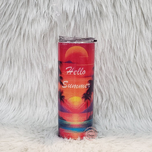 Summer Beach Sunset  - 20 oz Skinny - Glitter Boss