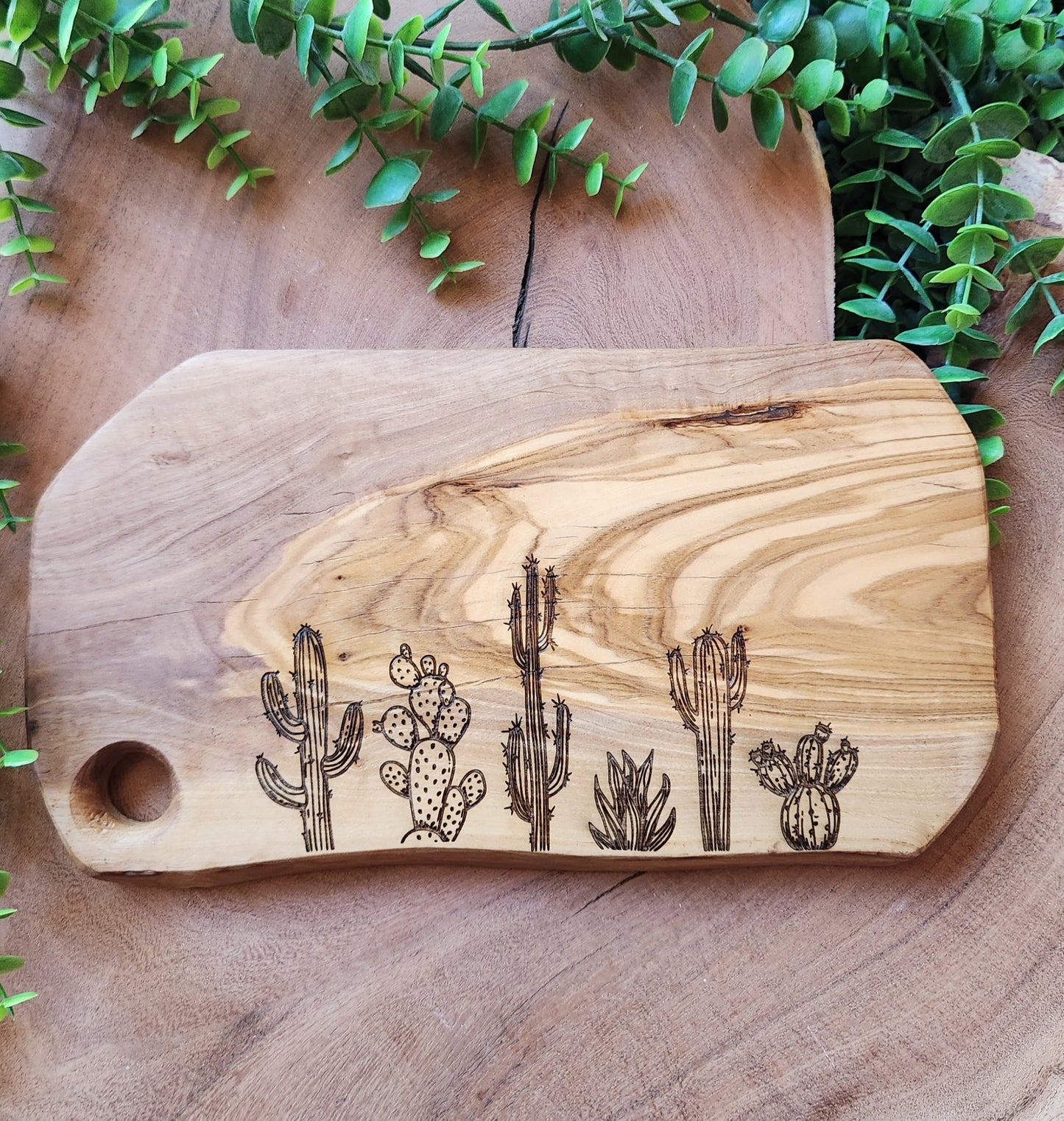 Live Edge Olive Wood Serving Board - Engraved - The Laser Canvas
